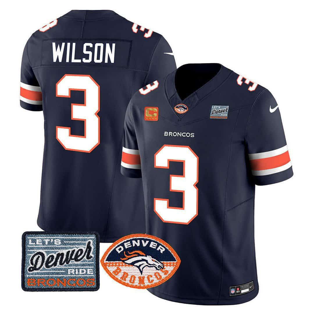 Men Denver Broncos #3 Wilson Blue 2024 Nike Logo Patch Limited NFL Jersey->indianapolis colts->NFL Jersey